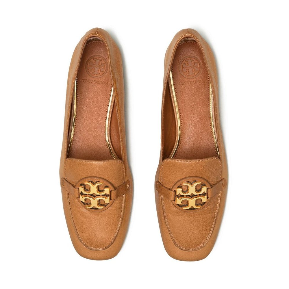 Tory Burch NIB MILLER METAL-LOGO LOAFER LEATHER Tan 11 - Picture 6 of 9